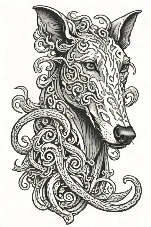 medusa inspired greyhound tattoo design idea