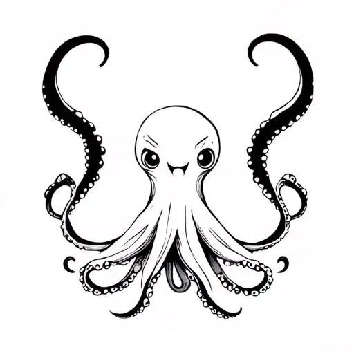 cute but angry octopus tattoo design idea