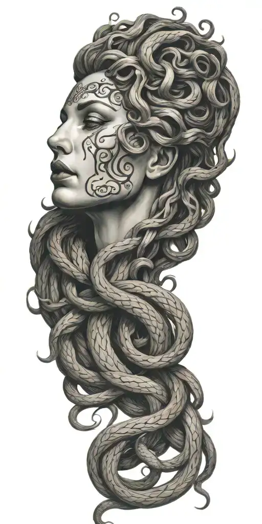 Medusa intertwined tattoo design idea