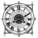 clock in roman numerals tattoo design idea