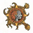 mayan sun god surrounded by a jaguar pelt tattoo design idea