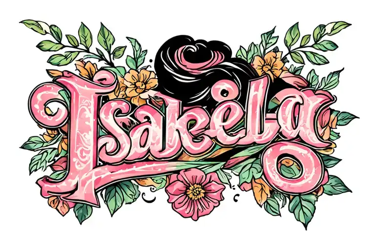 Isabella in chicano lettering tattoo design idea