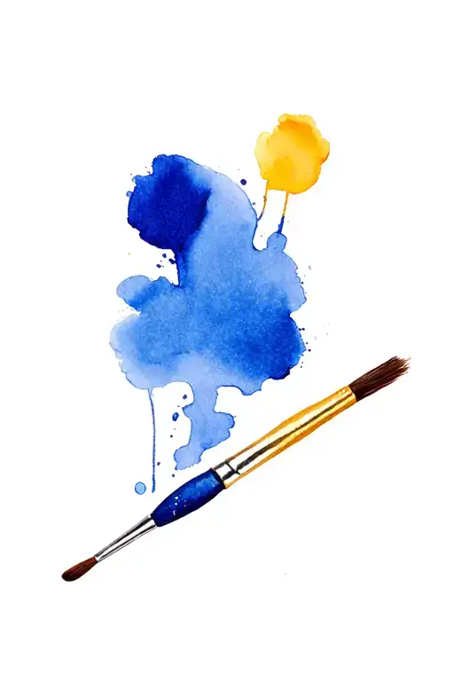 Pablo Picasso paint brush finishing a drawing simple, old paint brush tattoo design idea