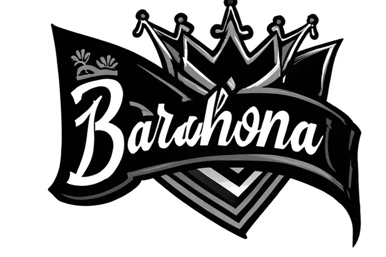 Barahona in a Chicano font with the b has the El Salvador flag in the b and a crown with 5 points tilted on the b tattoo design idea
