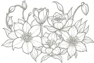 Carnation, Violet, Daffodil, Daisy, Lily of the Valley, Rose, Cosmos tattoo design idea