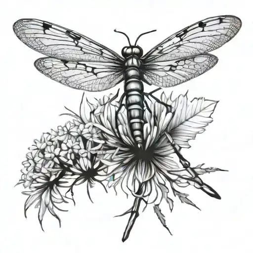 Dragonfly Dandelion tattoo design idea