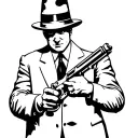 mobster with Tommy gun silhouette  tattoo design idea