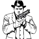 mobster with Tommy gun silhouette  tattoo design idea