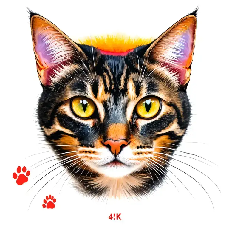 tattoo to remember cat. have paw print from her. coloured  tattoo design idea