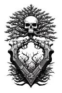 poison tree with handguns tattoo design idea