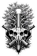 poison tree with handguns tattoo design idea