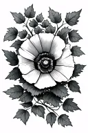 ivy leaves with a poppy flower tattoo design idea