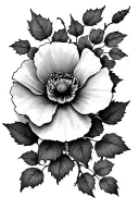 ivy leaves with a poppy flower tattoo design idea