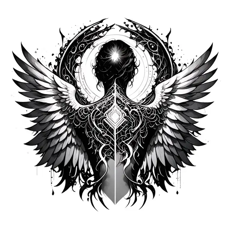 cybersigilism wings full back tattoo tattoo design idea