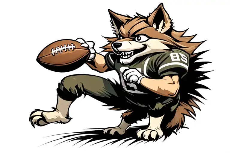coyote playing football tattoo design idea