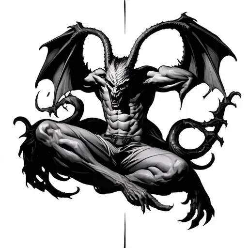 sexy male demon incubus tattoo design idea