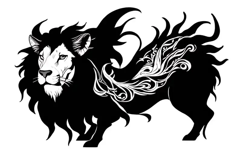 Zodiac leo and shio ox tattoo design idea