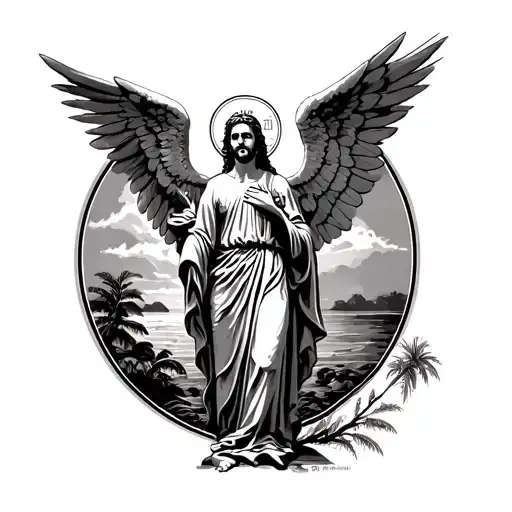 December 7 ,2006 , born in Jamaica, death before dishonore palm tree and the saint Micheal angel tattoo design idea