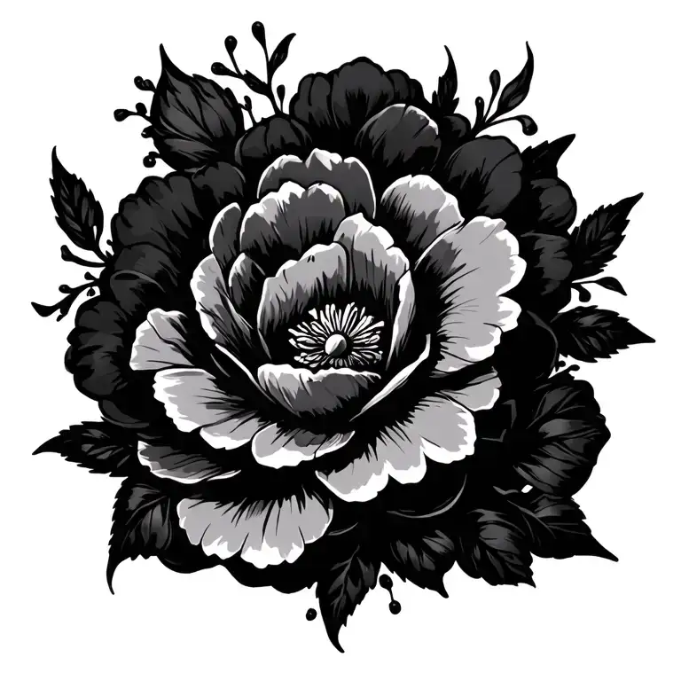 Thick warrior flowers tattoo design idea