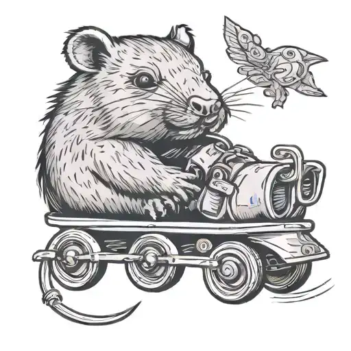 wombat boot scooting tattoo design idea