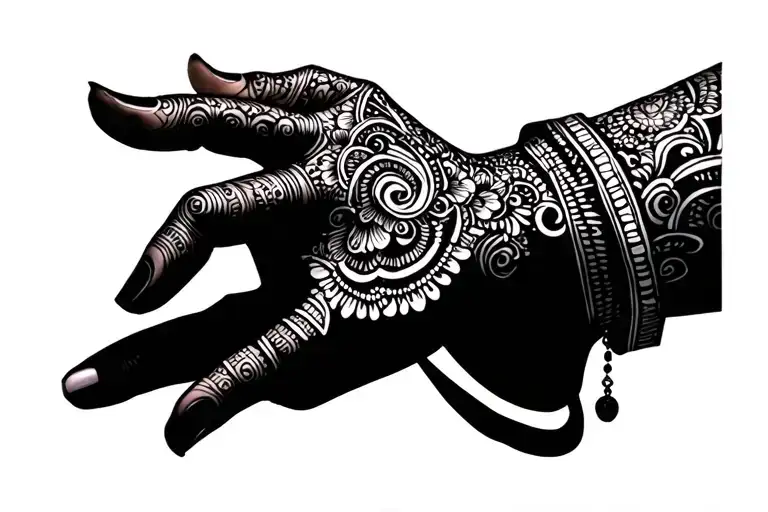 future henna hand and arm sleeve tattoo neon tattoo design idea