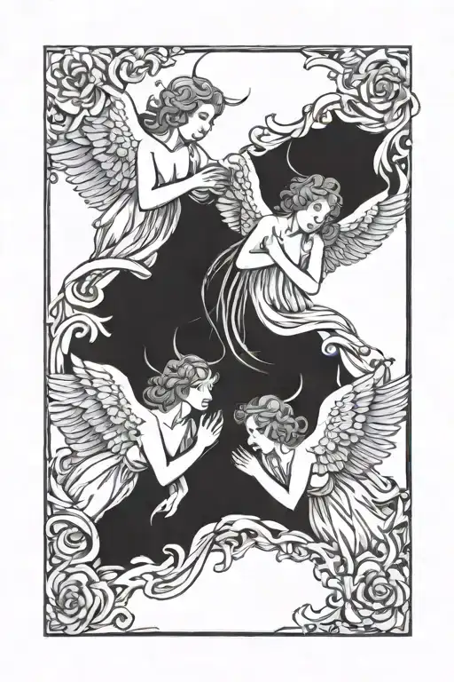 angels choking on their halos tattoo design idea