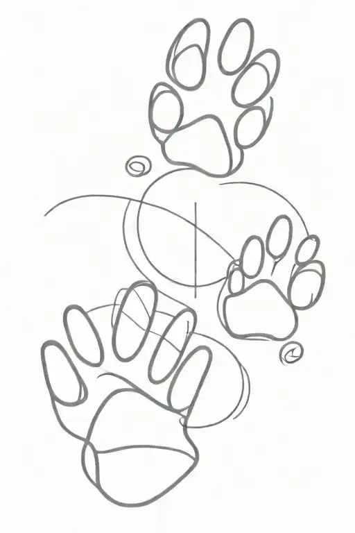 two haretlokit with a cat paw and an N in one and a dog paw and a C in the other one  tattoo design idea