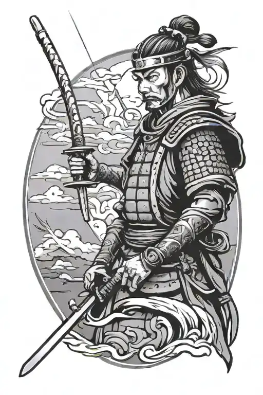 lone samurai and eye tattoo design tattoo design idea
