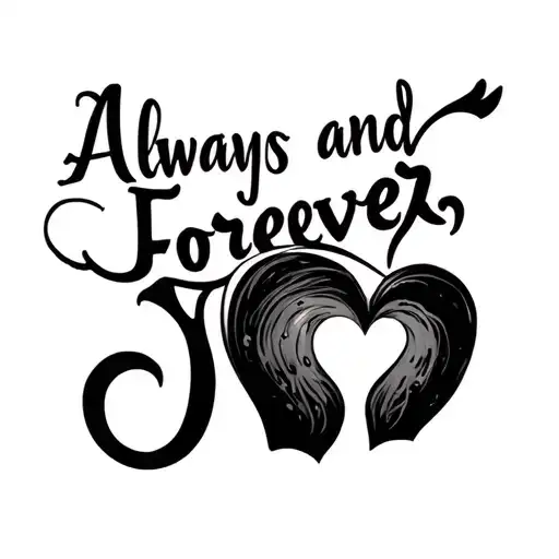 "Always and Forever, J" heart intertwined tattoo design idea