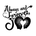"Always and Forever, J" heart intertwined tattoo design idea