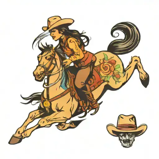 vintage western style tattoos,cowgirl,cowboy,horse tattoo design idea