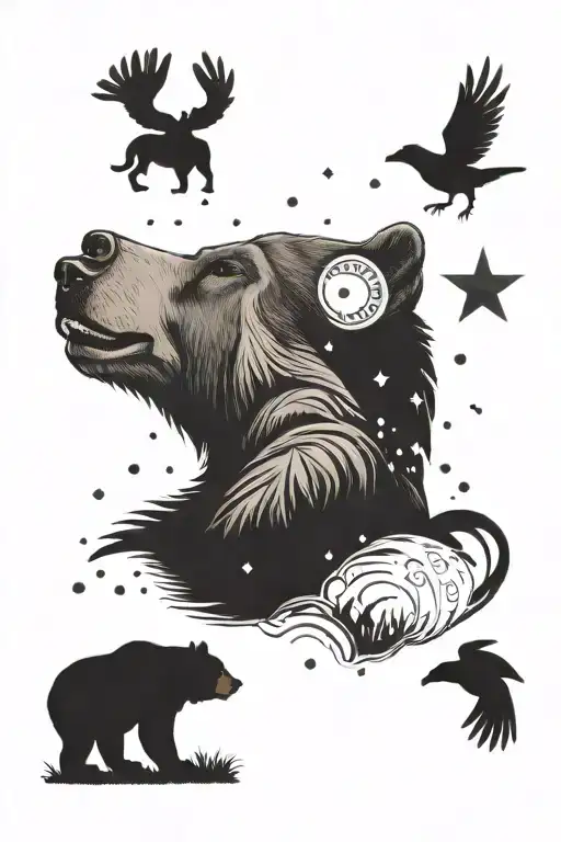 movie reference Brother Bear, Treasure Planet, Spirit, Pocahontas tattoo design idea