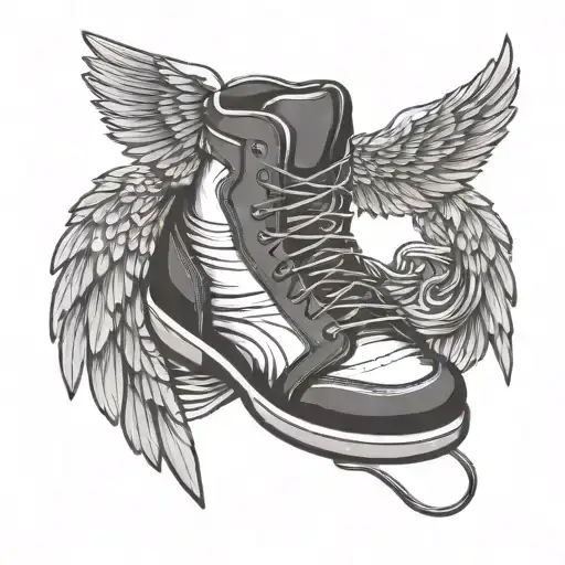 wrestling shoes laces shape of wings flying tattoo design idea