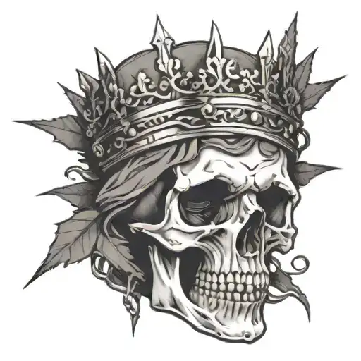 skull wearing a crown of thorns tattoo design idea