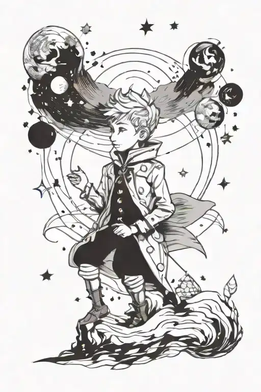 the little prince book artwork combining elements tattoo design idea