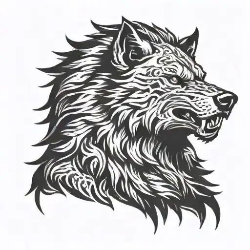 werewolf howling tattoo design idea