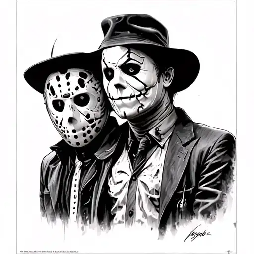 freddy krueger, jason vorhees, and micheal myers together tattoo design idea