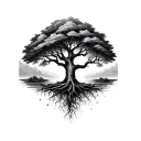 Carl jung, tree with roots reaching deep tattoo design idea
