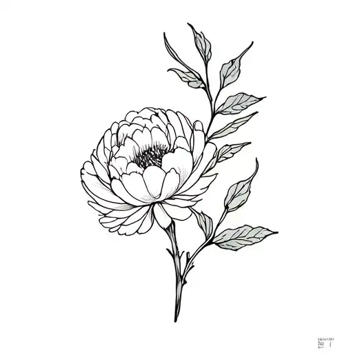 peony, olive tree and anemone tattoo design idea