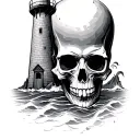 lighthouse with skull as the base  tattoo design idea
