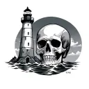 lighthouse with skull as the base  tattoo design idea