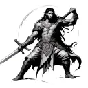 Persian warrior wielding a sword tattoo design idea