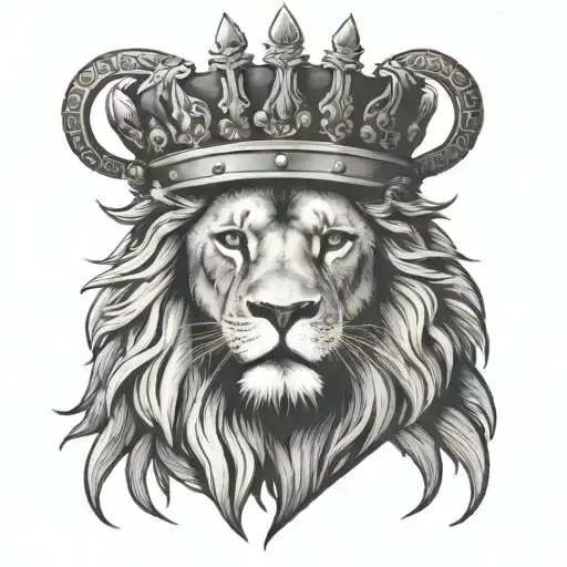 simple lion wearing a crown tattoo design idea