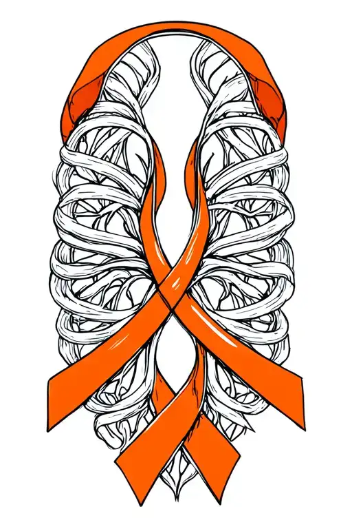 kidney cancer orange ribbon intertwined with strength symbol  tattoo design idea