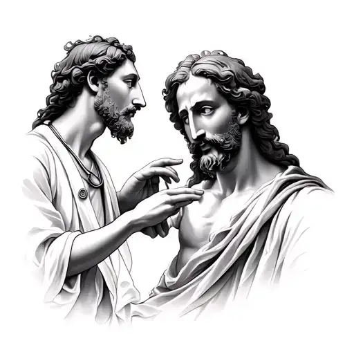 Tattooing idea inspired by the Sistine Chapel of God who touches Adam's finger for a doctor osteopath tattoo design idea