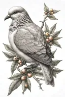 dove perched with olive branch wrapped tattoo design idea