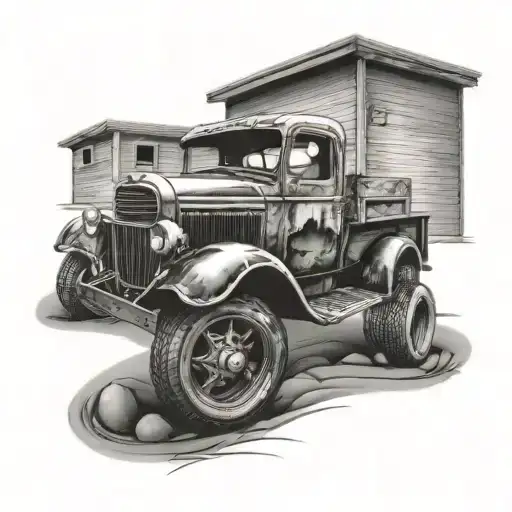 black ford truck tattoo design idea