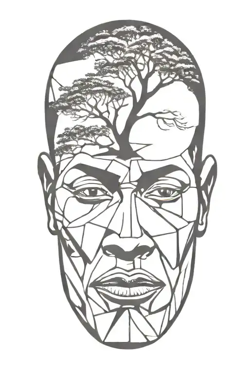 African man and a tree tattoo design idea