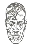 African man and a tree tattoo design idea