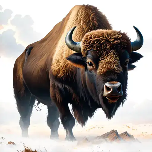buffalo wandering facing storm clouds tattoo design idea